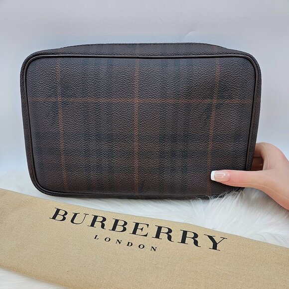 Burberry  Dark Brown Haymarket Check Clutch - Picture 5 of 17